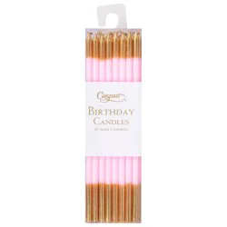 Caspari Petal Pink/Gold Birthday Slims Candles - 16 ea