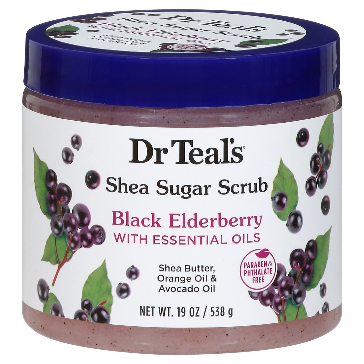 slide 1 of 9, Dr. Teal's Black Elderberry with Essential Oils Shea Sugar Scrub 19 oz, 19 oz