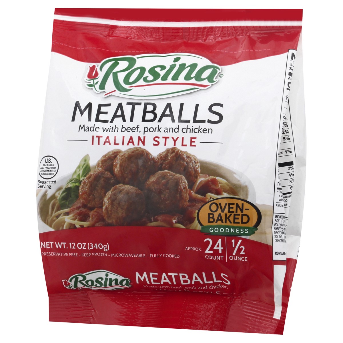 slide 2 of 12, Rosina Italian Style Meatballs 12 oz, 12 oz