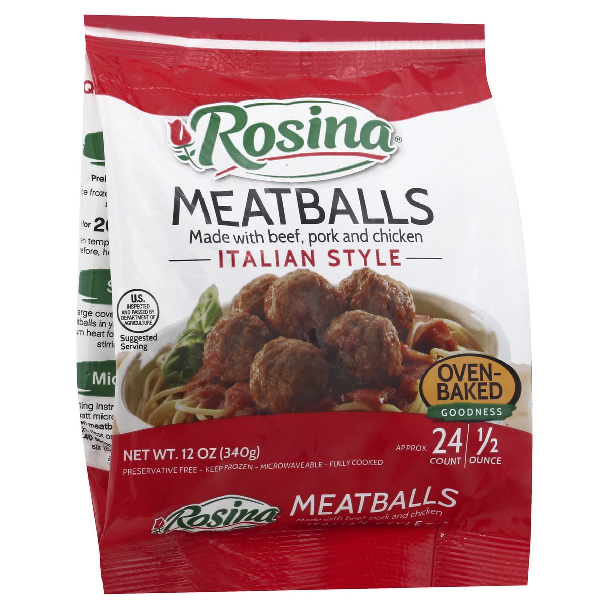 slide 5 of 12, Rosina Italian Style Meatballs 12 oz, 12 oz