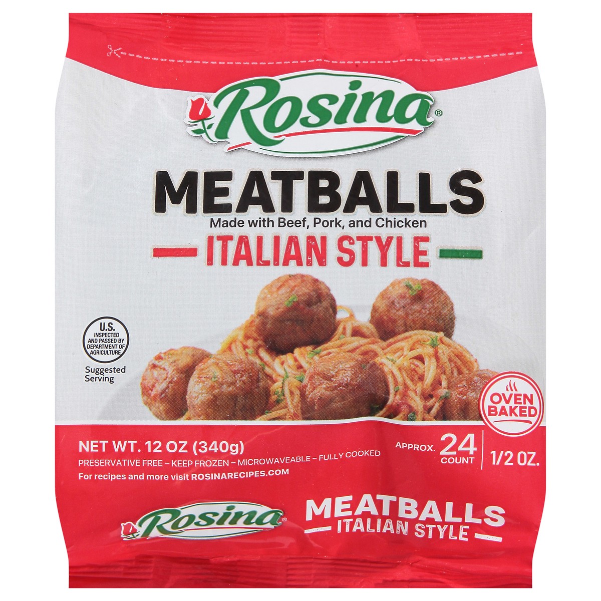 slide 1 of 12, Rosina Italian Style Meatballs 12 oz, 12 oz