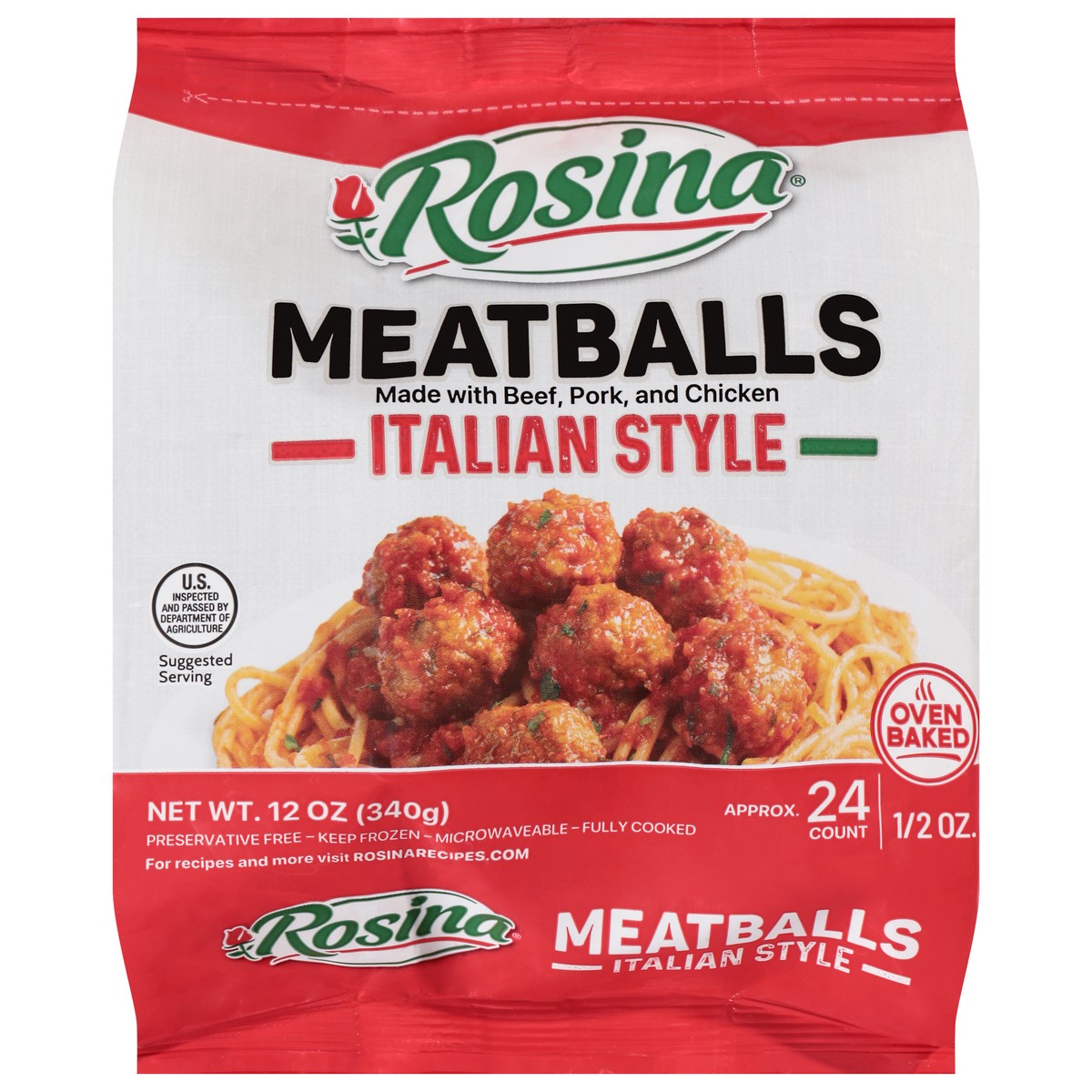 slide 1 of 12, Rosina Italian Style Meatballs 12 oz, 12 oz