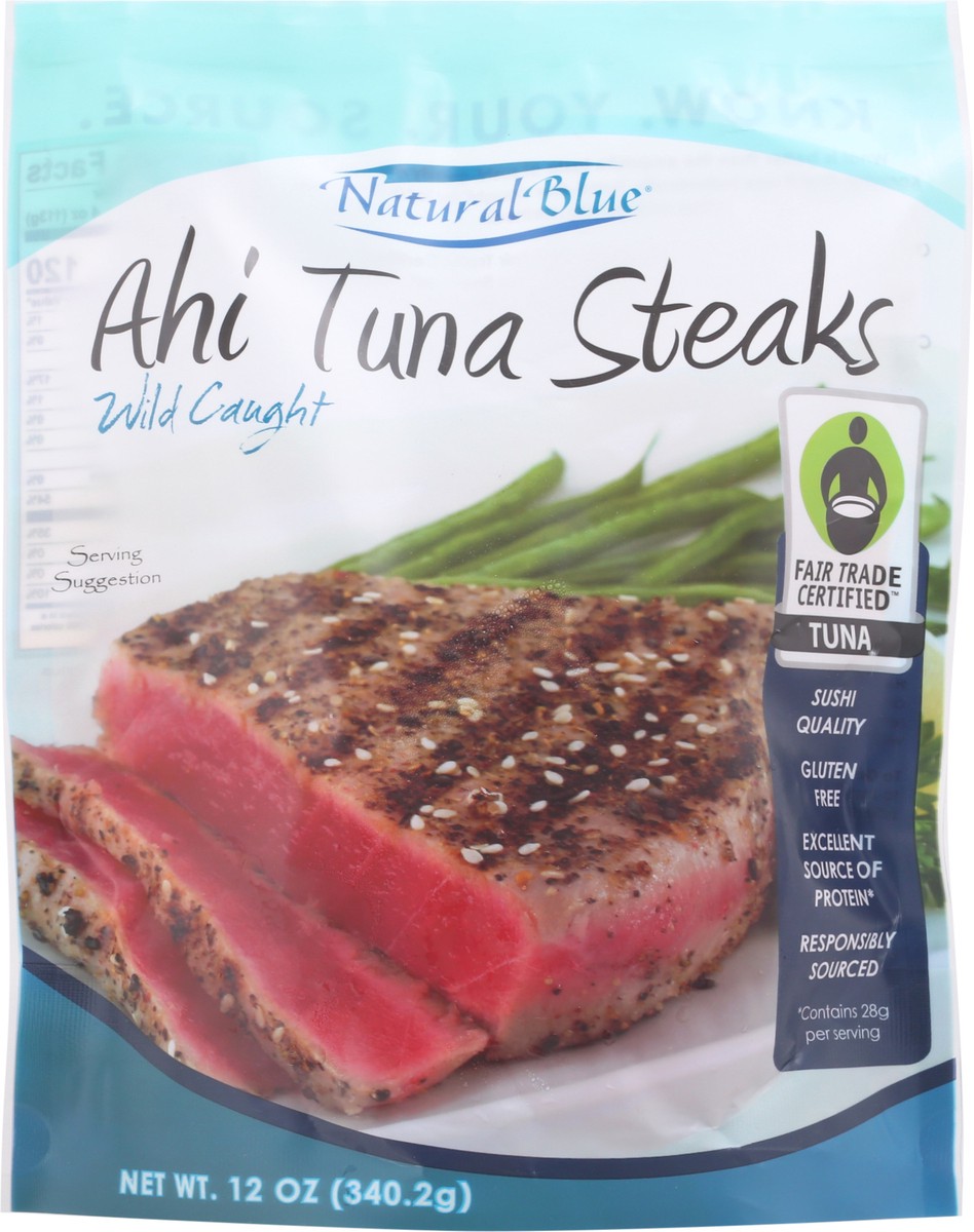 slide 4 of 13, Natural Blue Wild Caught Ahi Tuna Steaks 12 oz, 12 oz