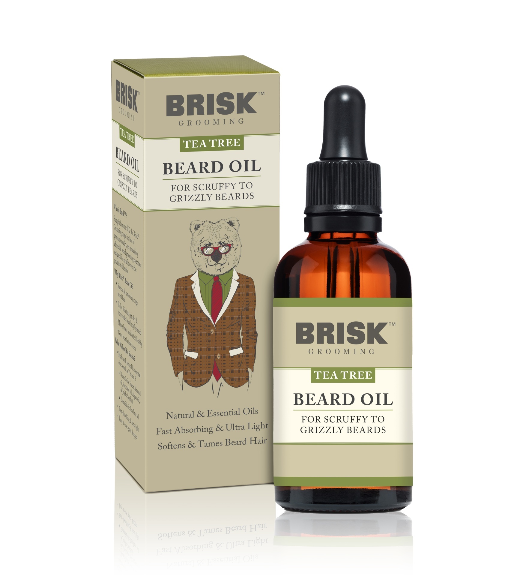 slide 1 of 1, Brisk Grooming Tea Tree Beard Oil, 1.7 fl oz