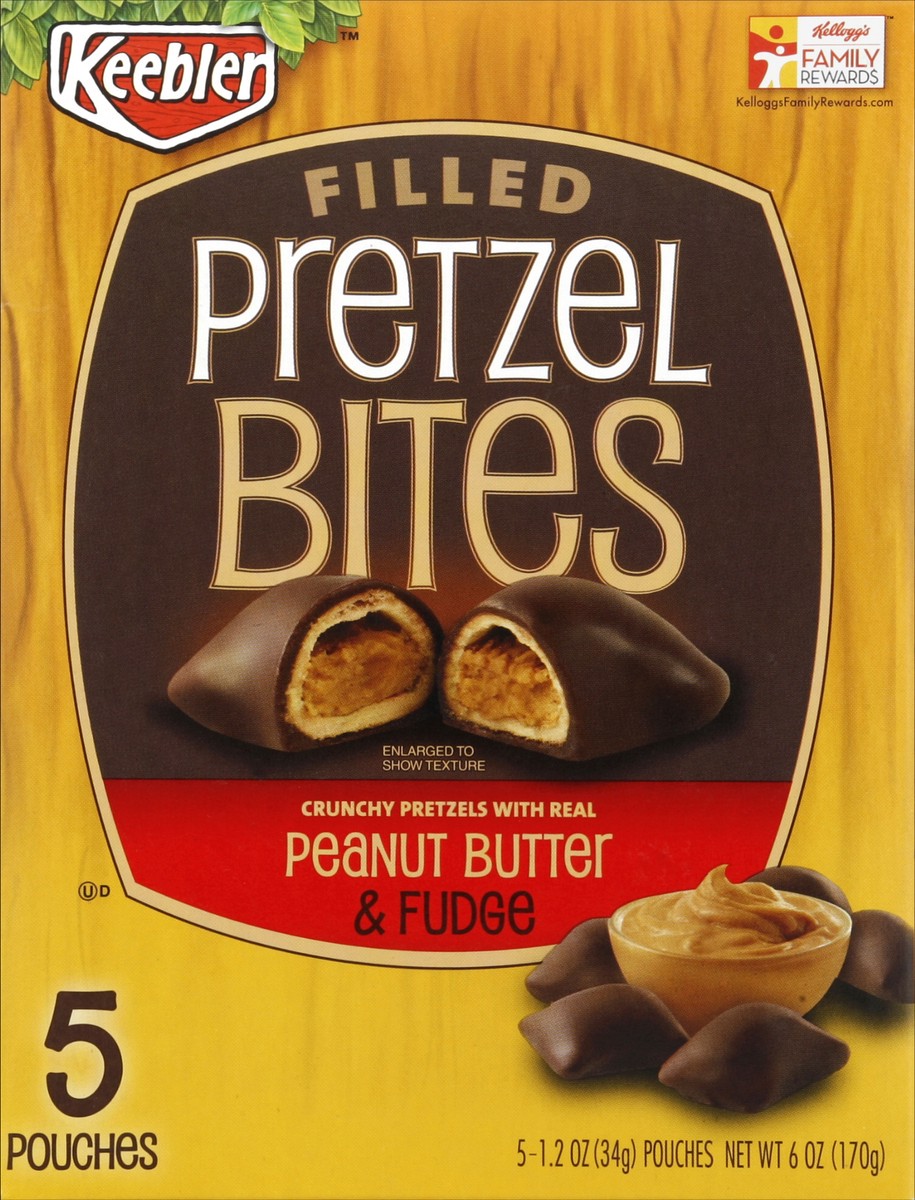 slide 5 of 6, Keebler Pretzel Bites, Filled, Peanut Butter & Fudge, 5 ct