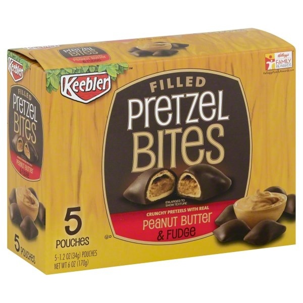 slide 1 of 6, Keebler Pretzel Bites, Filled, Peanut Butter & Fudge, 5 ct