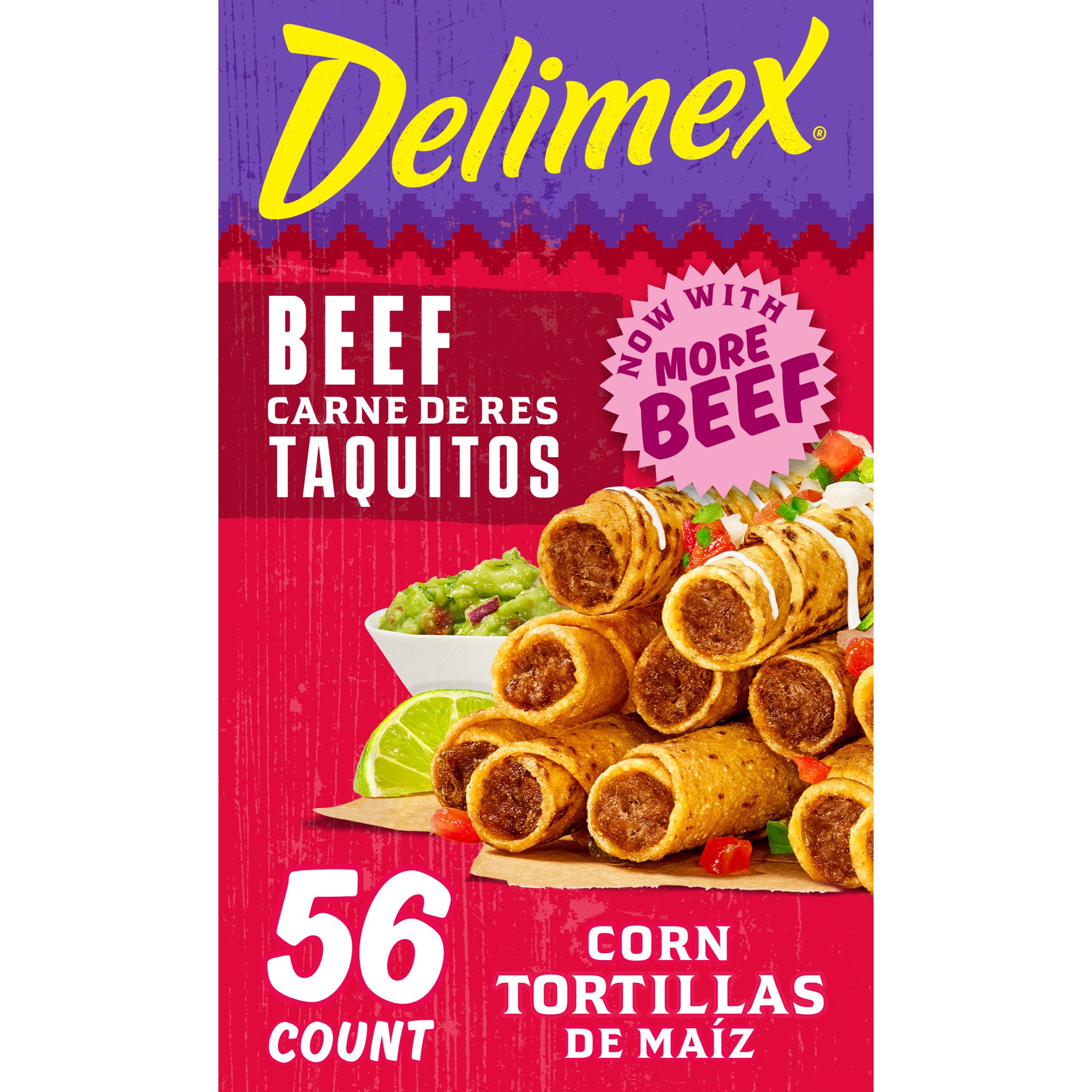 slide 1 of 6, Delimex Beef Corn Taquitos Frozen Snacks - 56ct, 56 oz