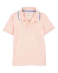 Carter's Toddler Ribbed Collar Polo Shirt - Pink Pink 5T