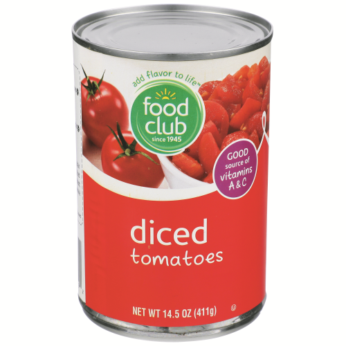 slide 1 of 1, Food Club Tomatoes Can Diced In Juice, 14.5 oz