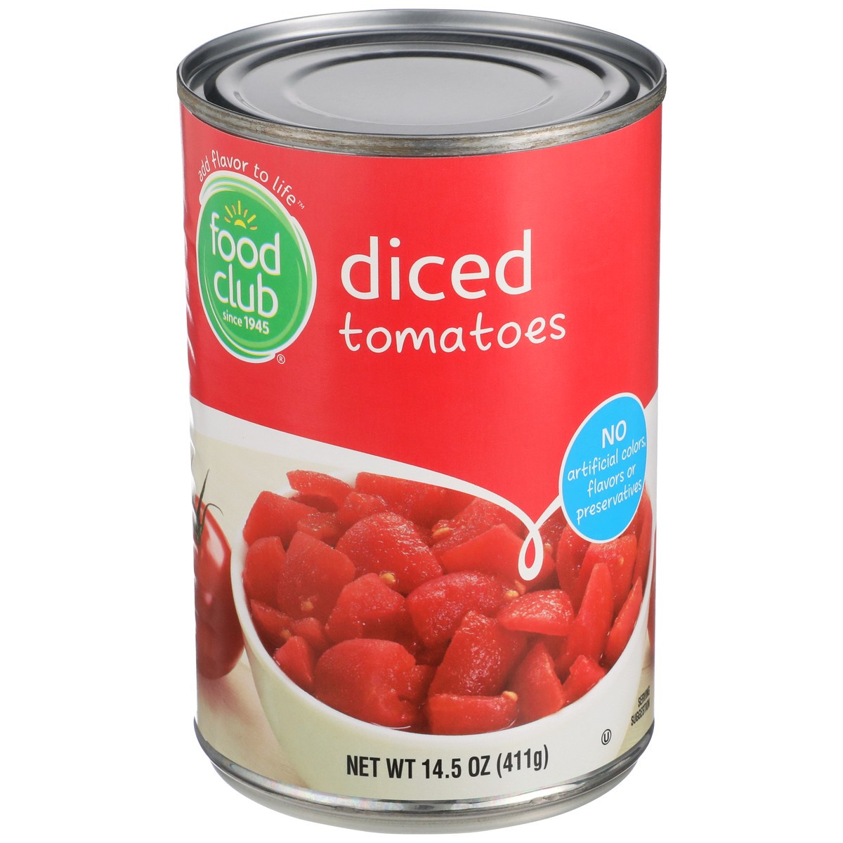 slide 1 of 1, Food Club Tomatoes Can Diced In Juice, 14.5 oz