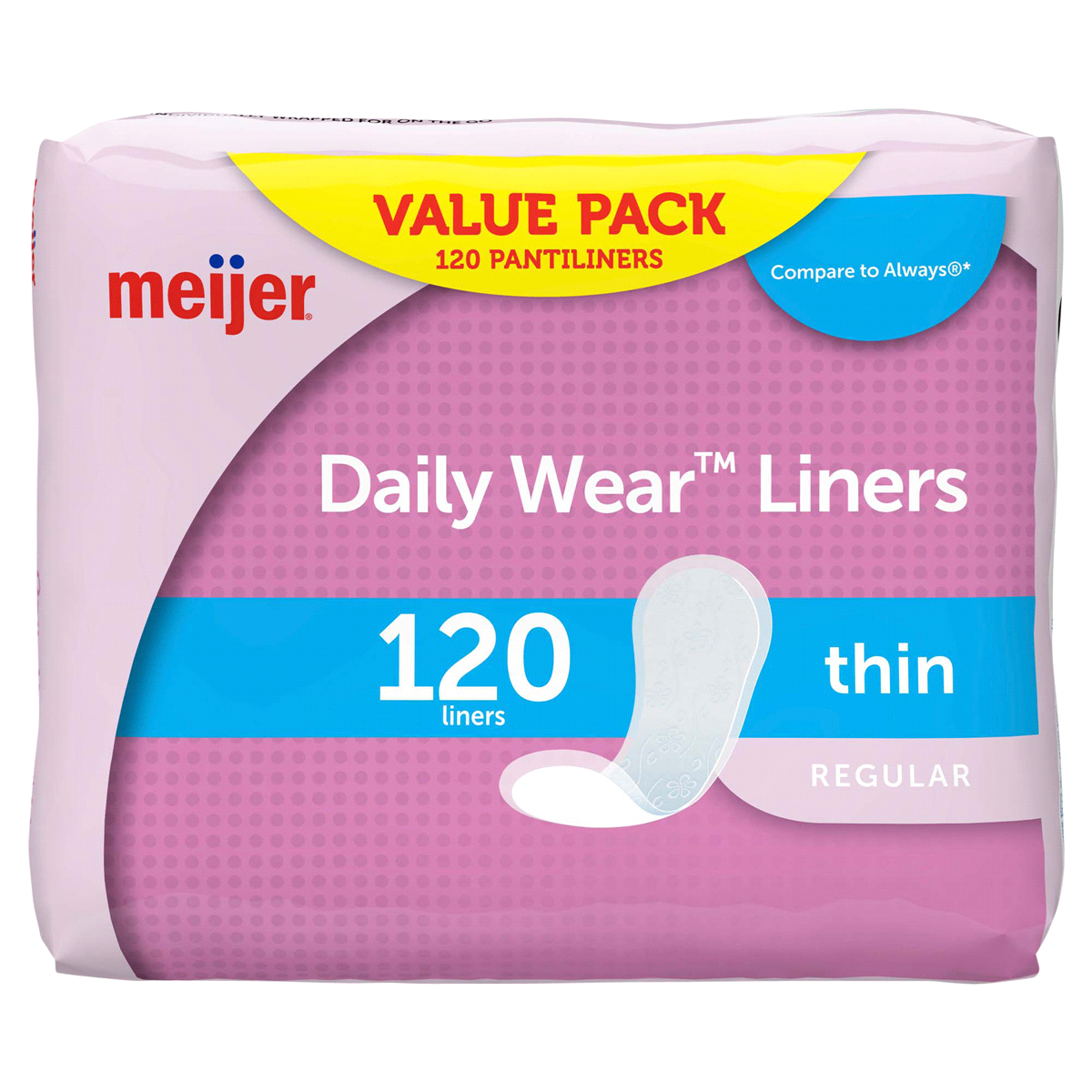 slide 1 of 25, Meijer Thin Pantiliners, Unscented, 120 ct