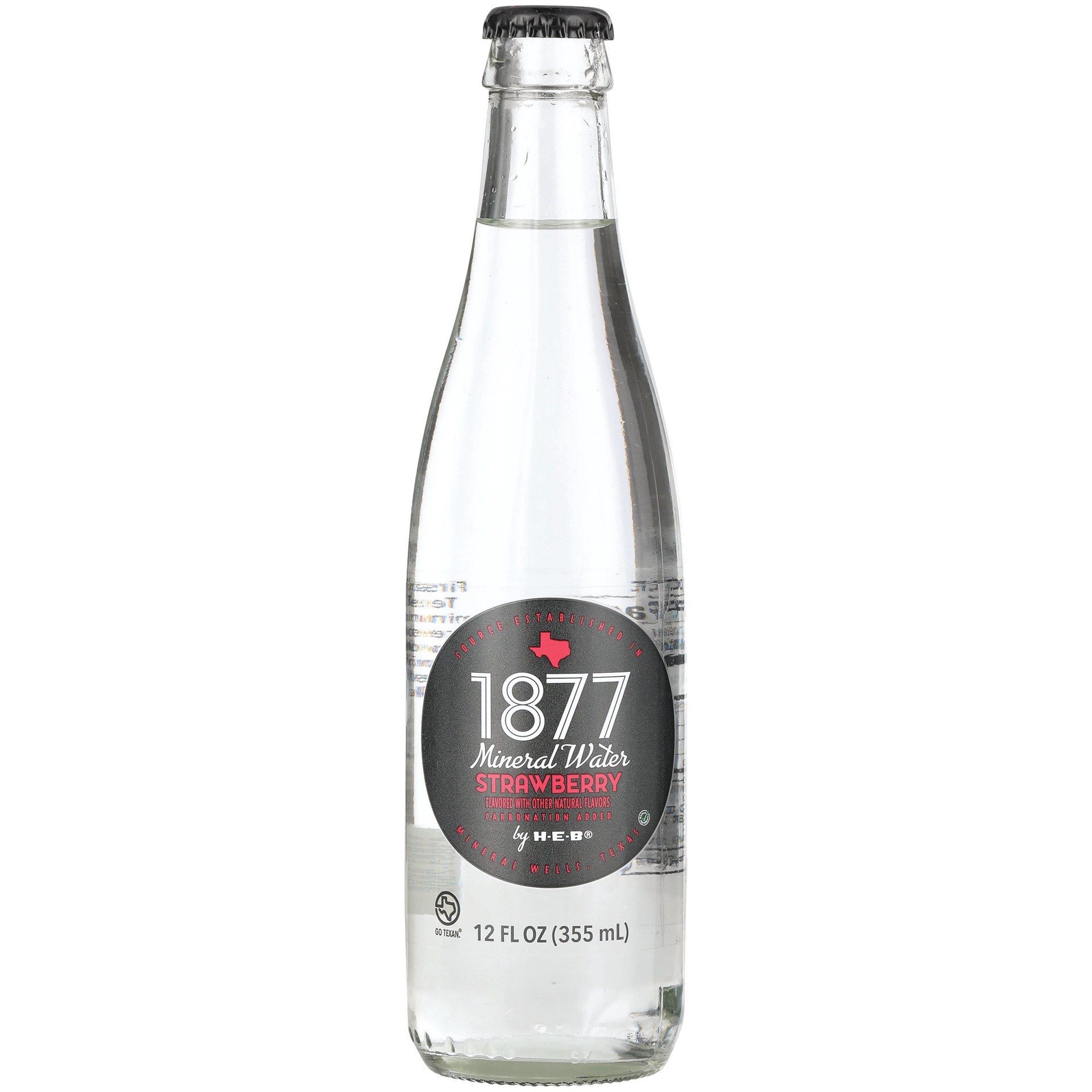 slide 1 of 1, H-E-B 1877 Strawberry Sparkling Mineral Water, 12 oz
