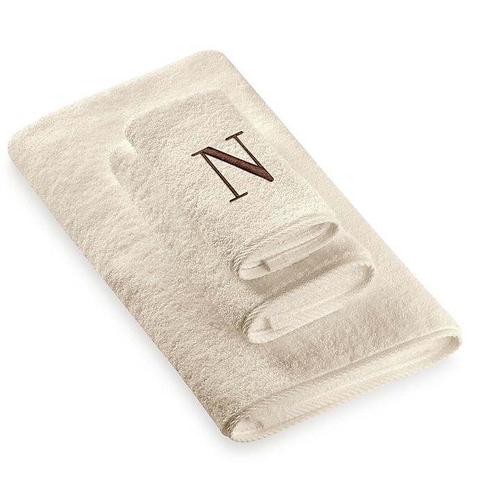 slide 1 of 1, Avanti Premier Brown Block Monogram Letter N'' Fingertip Towel - Ivory'', 1 ct