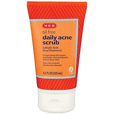 slide 1 of 1, H-E-B Oil Free Daily Acne Scrub, 4.2 oz