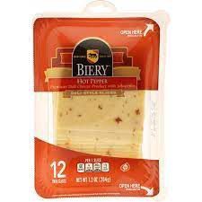 slide 1 of 1, Biery Hot Pepper Cheese Slices, 7.2 oz