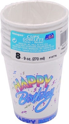 slide 1 of 1, Happy Baby Birthday Cups, 8 ct