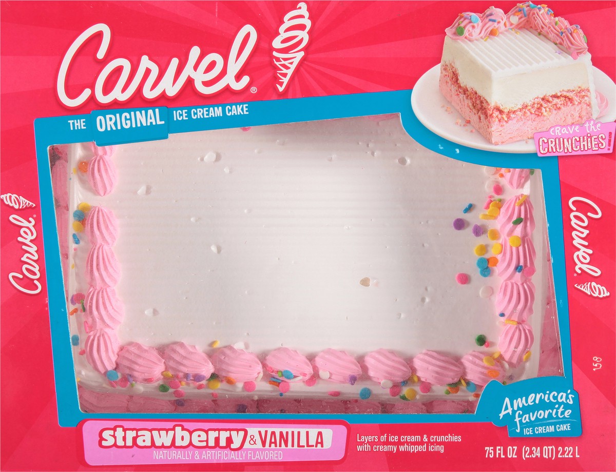 slide 8 of 13, Carvel Strawberry & Vanilla Ice Cream Cake 75 fl oz, 75 fl oz