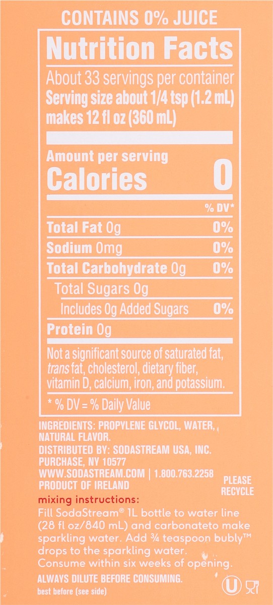 slide 2 of 13, SodaStream Bubly Peach Drops, 1 ct