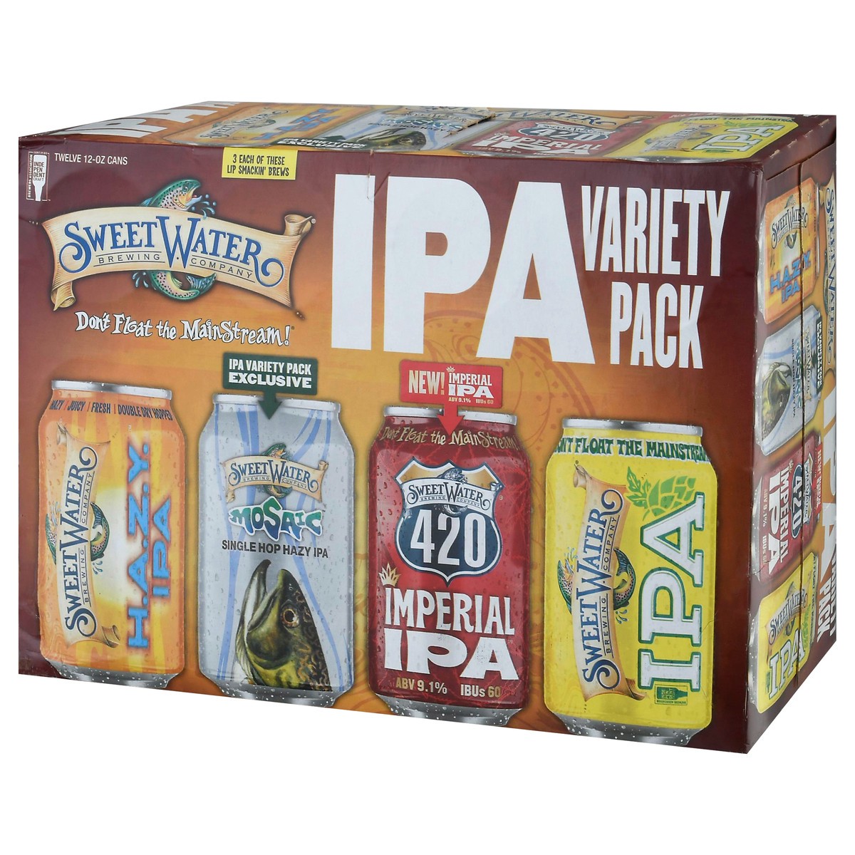 slide 9 of 9, SweetWater Brewing Company Variety Pack IPA Beer 12-12 oz Cans, 12 ct; 12 oz