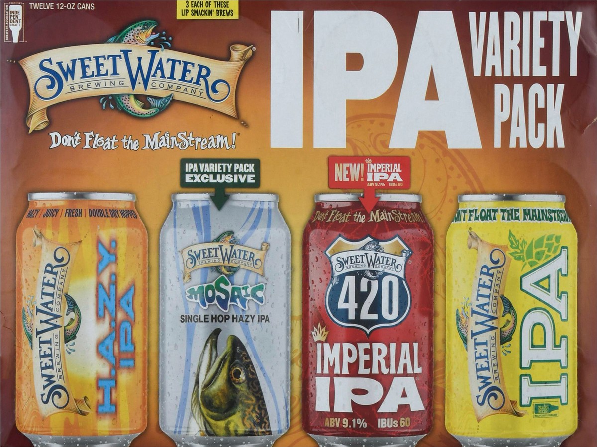 slide 3 of 9, SweetWater Brewing Company Variety Pack IPA Beer 12-12 oz Cans, 12 ct; 12 oz