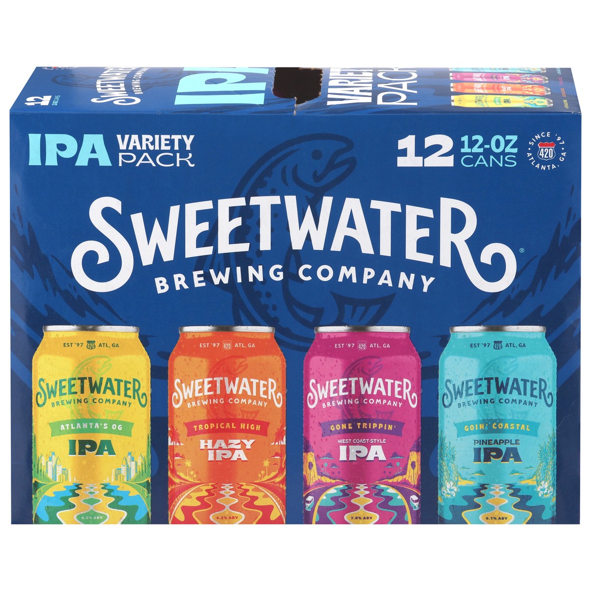 slide 1 of 9, SweetWater Brewing Company IPA Assorted Beer Variety Pack 12 - 12 oz Cans, 12 ct; 12 oz