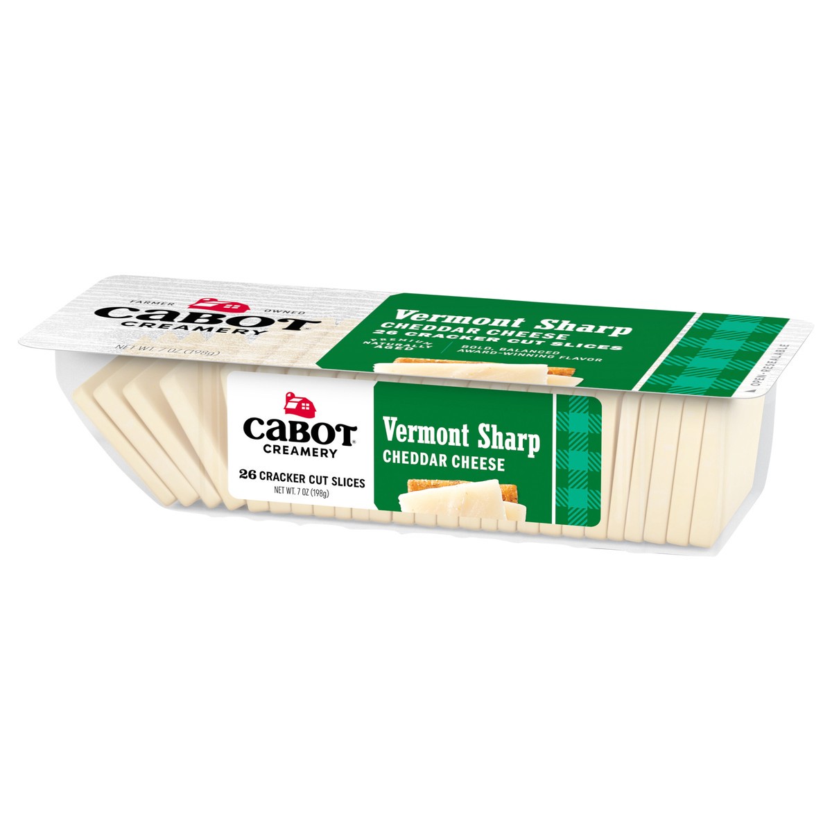 slide 9 of 9, Cabot Vermont Sharp White Cheddar Cheese Cracker Cut Slices, 7 oz