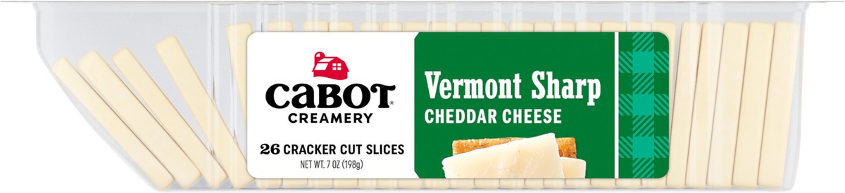 slide 8 of 9, Cabot Vermont Sharp White Cheddar Cheese Cracker Cut Slices, 7 oz