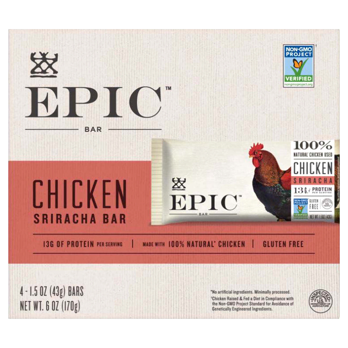 slide 1 of 3, Epic Chicken Sriracha Protein Bars, Keto Consumer Friendly, 4 ct; 6 oz