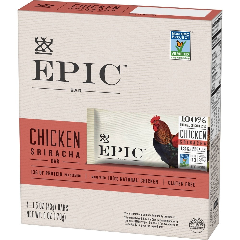 slide 3 of 3, Epic Chicken Sriracha Protein Bars, Keto Consumer Friendly, 4 ct; 6 oz