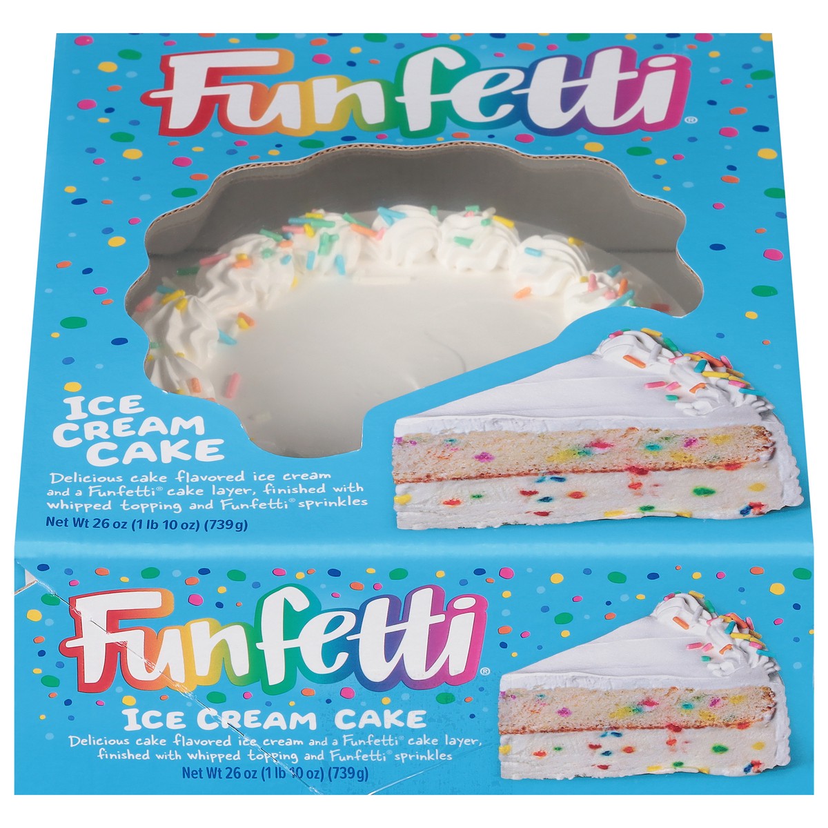 slide 1 of 14, Funfetti Ice Cream Cake, 0.74 kg