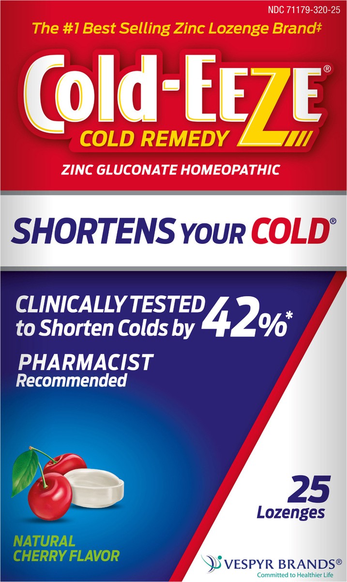 slide 2 of 7, Cold-EEZE Natural Cherry Zinc Lozenges, Homeopathic Cold Remedy, Reduces Duration of the Common Cold, Sore Throat, Cough, Congestion and Post Nasal Drip, 25 Count, 1 ct