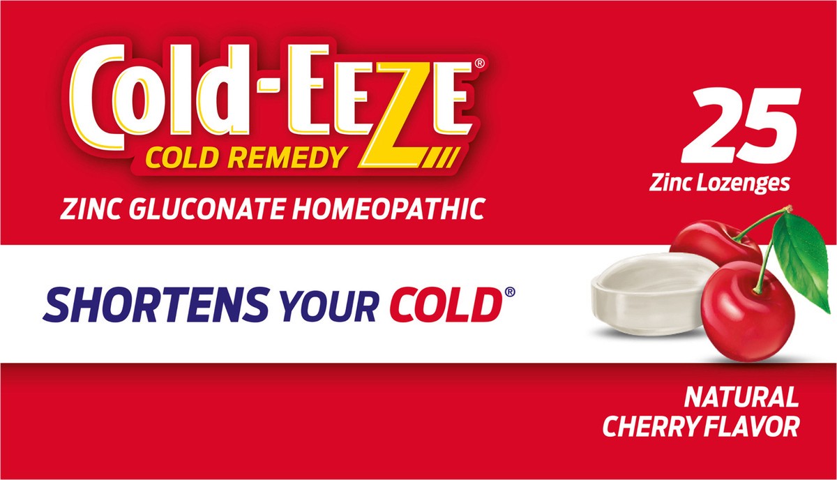 slide 6 of 7, Cold-EEZE Natural Cherry Zinc Lozenges, Homeopathic Cold Remedy, Reduces Duration of the Common Cold, Sore Throat, Cough, Congestion and Post Nasal Drip, 25 Count, 1 ct