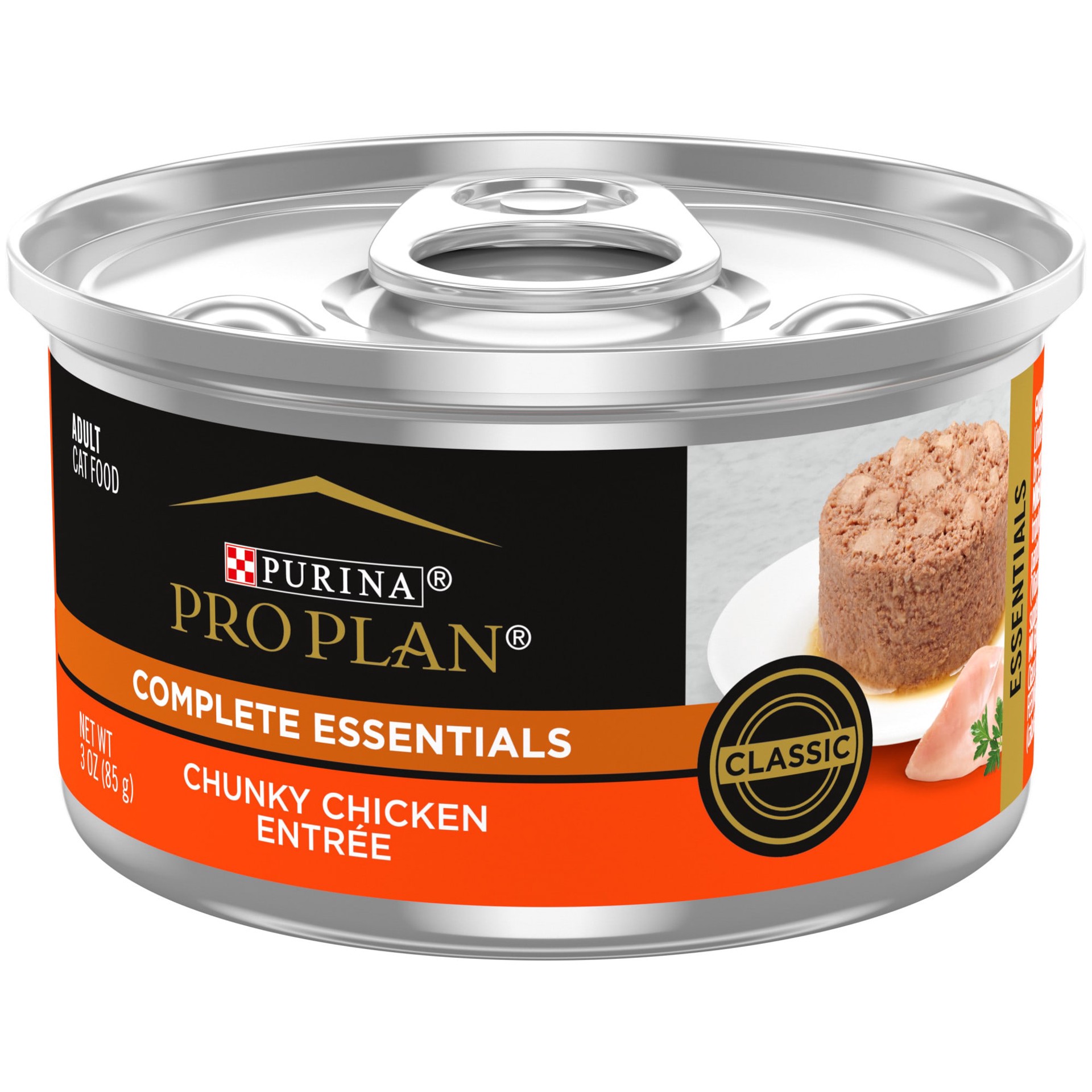 slide 1 of 8, Pro Plan Purina Pro Plan Pate, High Protein Wet Cat Food, COMPLETE ESSENTIALS Classic Chunky Chicken Entree, 3 oz