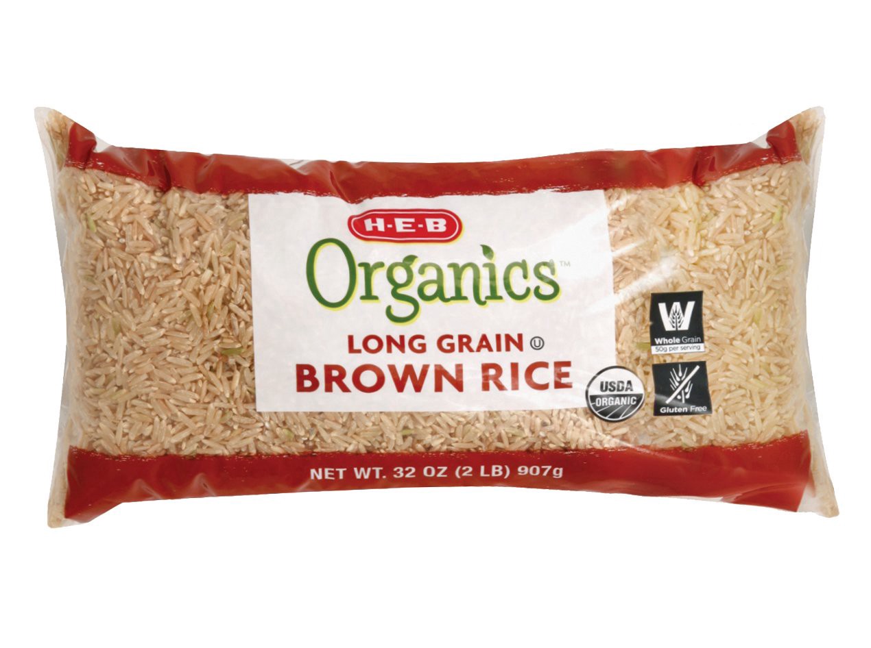 slide 1 of 1, H-E-B Organics Long Grain Brown Rice, 32 oz