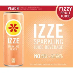 IZZE Sparkling Juice Beverage Blend Peach 8.4 Fl Oz, 6 Count