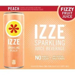 IZZE Sparkling Juice Beverage Blend Peach 8.4 Fl Oz, 6 Count