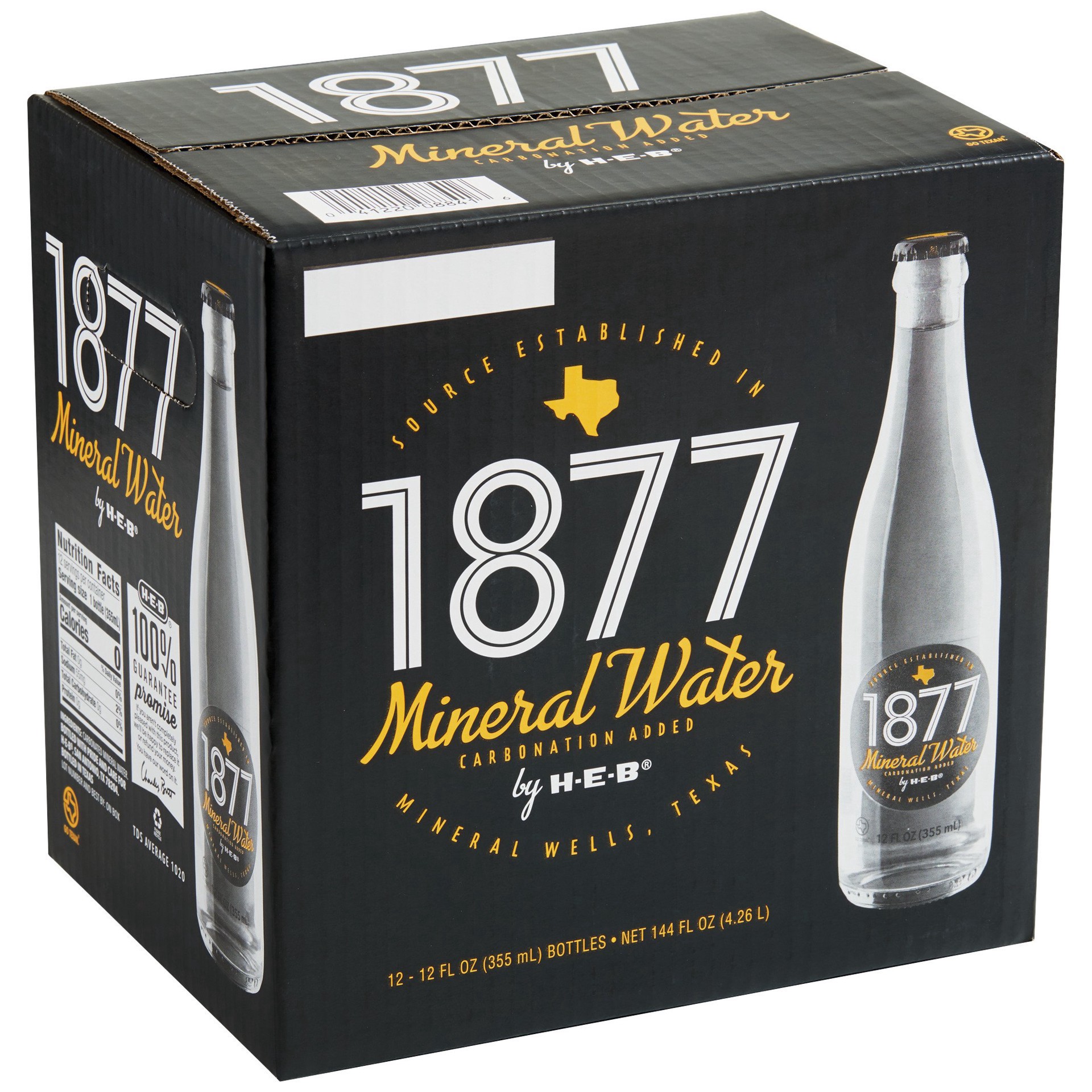 slide 1 of 1, H-E-B 1877 Mineral Water - 12 ct, 12 ct