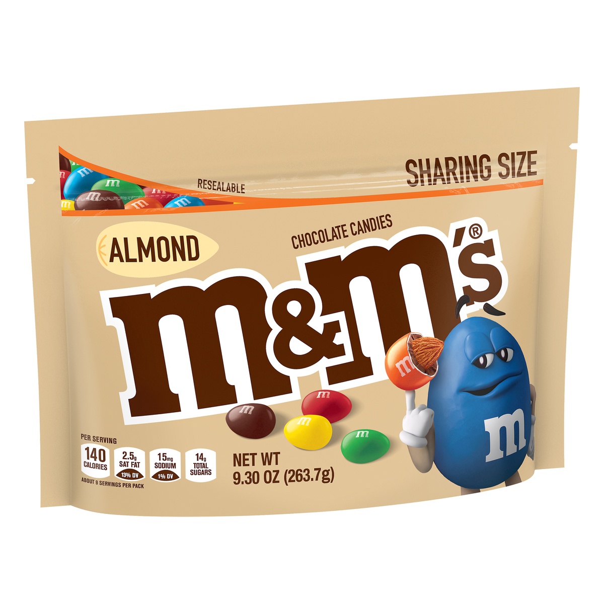 slide 2 of 9, M&M'S Almond Milk Chocolate Candy, Sharing Size, 9.3 oz