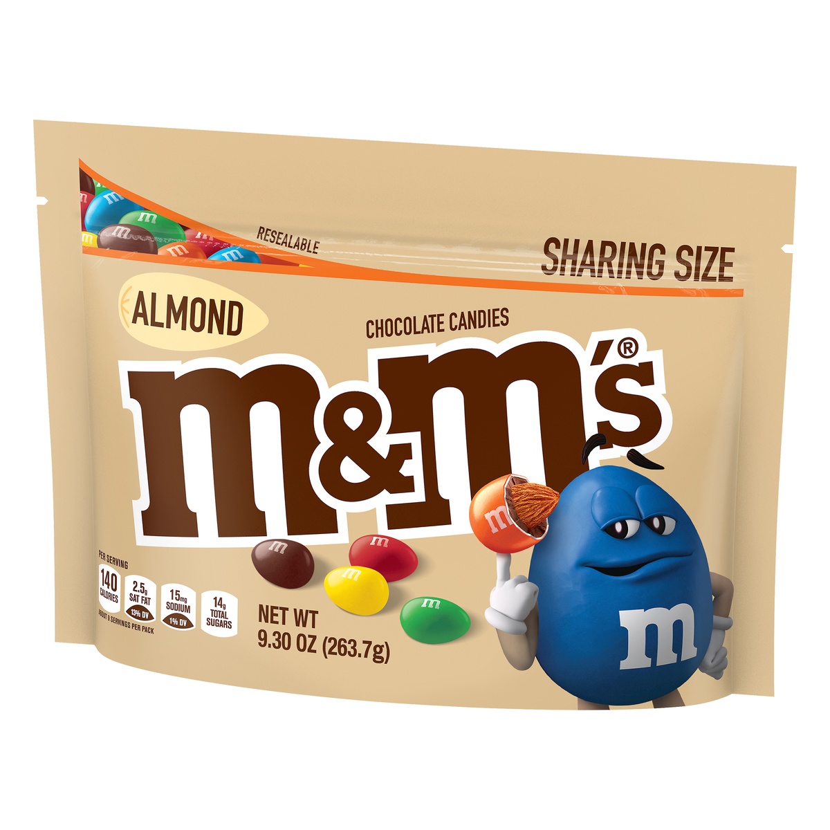 slide 3 of 9, M&M'S Almond Milk Chocolate Candy, Sharing Size, 9.3 oz