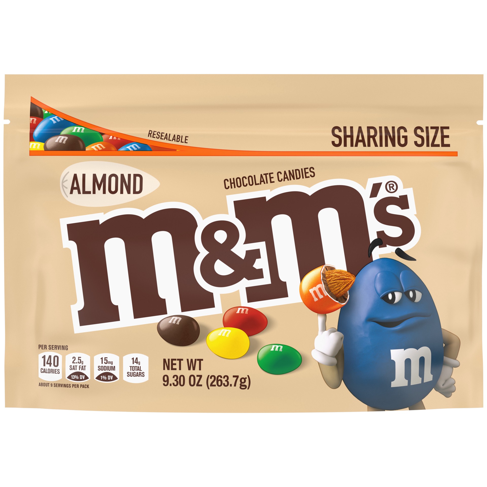 slide 1 of 8, M&M's Almond Milk Chocolate Candy, Sharing Size , 9.3 oz Bag, 9.3 oz
