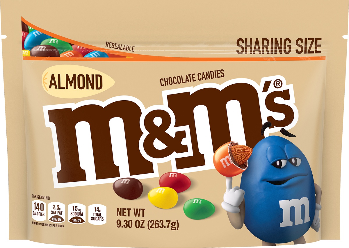 slide 8 of 9, M&M'S Almond Milk Chocolate Candy, Sharing Size, 9.3 oz