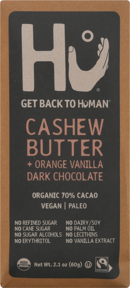 slide 10 of 12, Hu Organic 70% Cacao Cashew Butter + Orange Vanilla Dark Chocolate 2.1 oz, 2.1 oz