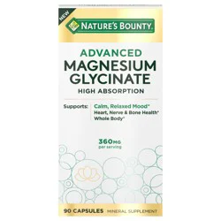 Nature's Bounty Nature’s Bounty Advanced Magnesium Glycinate Supplement, Supports Calm, Relaxed Mood, 360mg