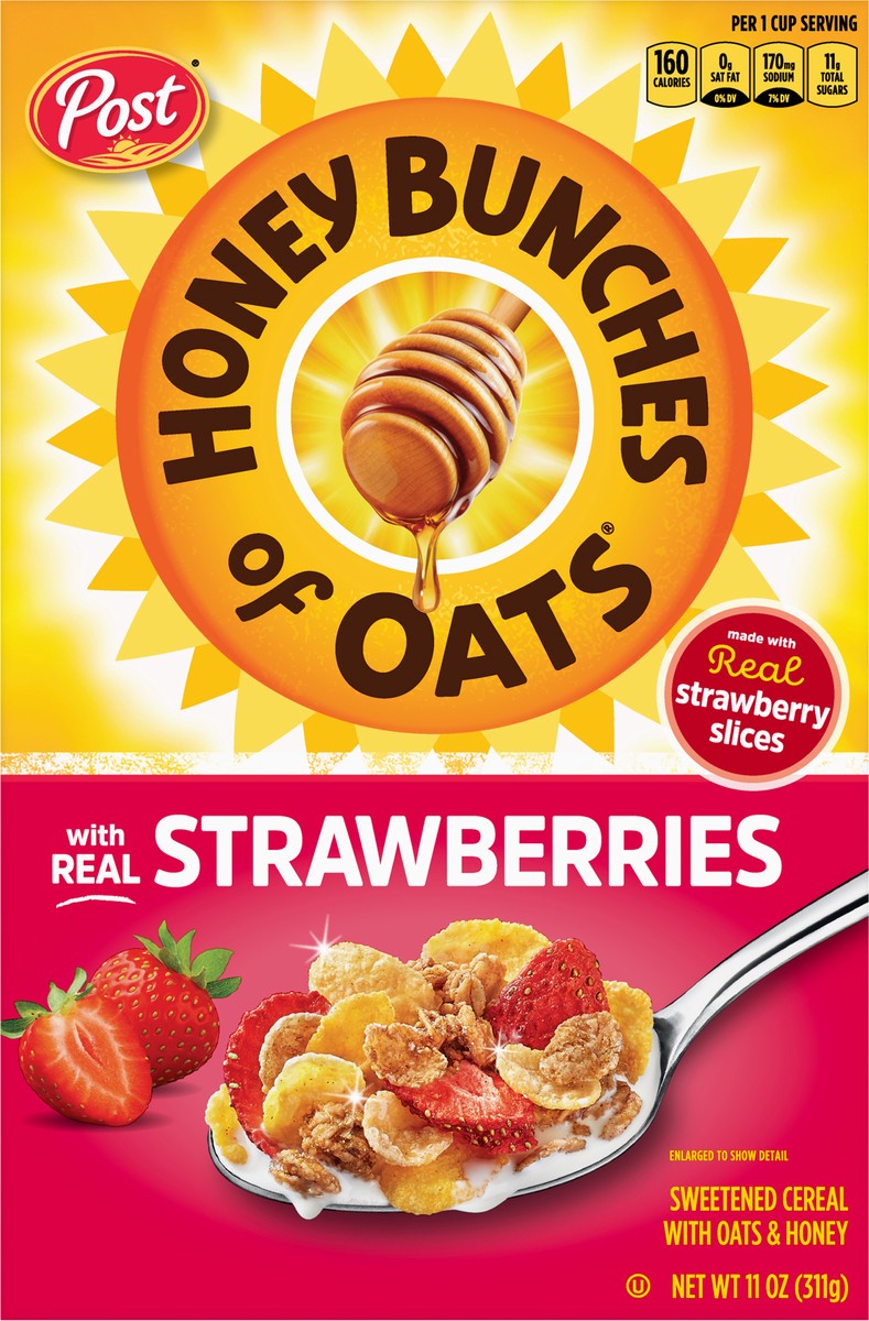 slide 4 of 8, Honey Bunches of Oats Cereal with Real Strawberries 11 oz, 11 oz