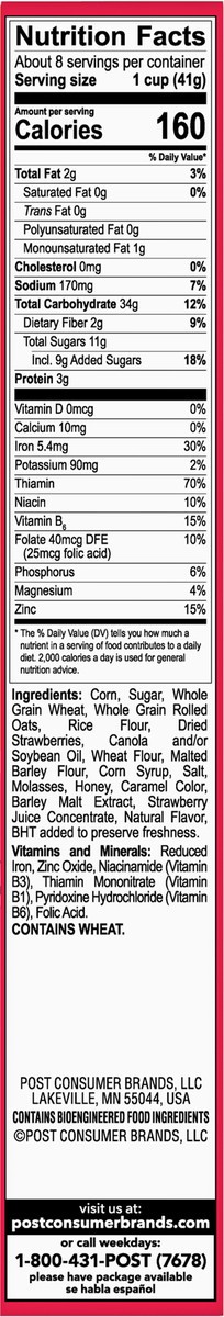 slide 6 of 8, Honey Bunches of Oats Cereal with Real Strawberries 11 oz, 11 oz