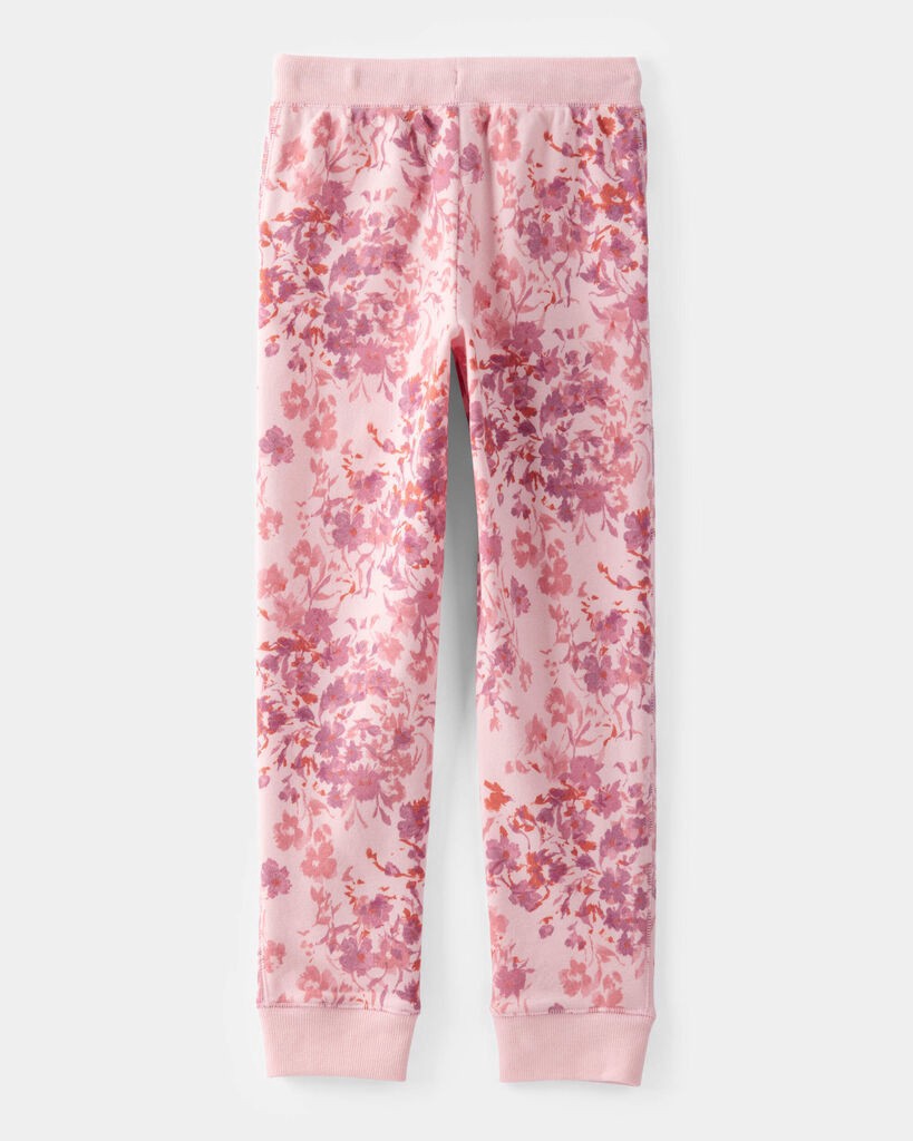 slide 2 of 3, Oshkosh Girls Floral Fleece Drawstring Joggers - Pink Pink Floral 12, 1 ct