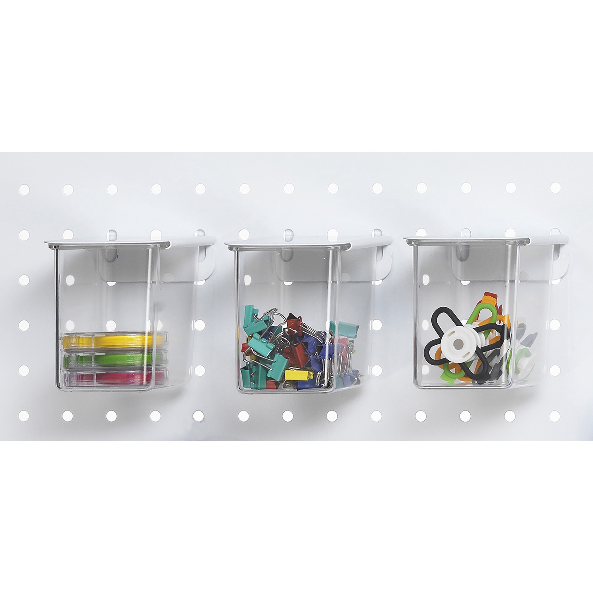 slide 2 of 4, Pegboard Storage Bins With White Lids, 3ct. By Simply Tidy, 3 ct