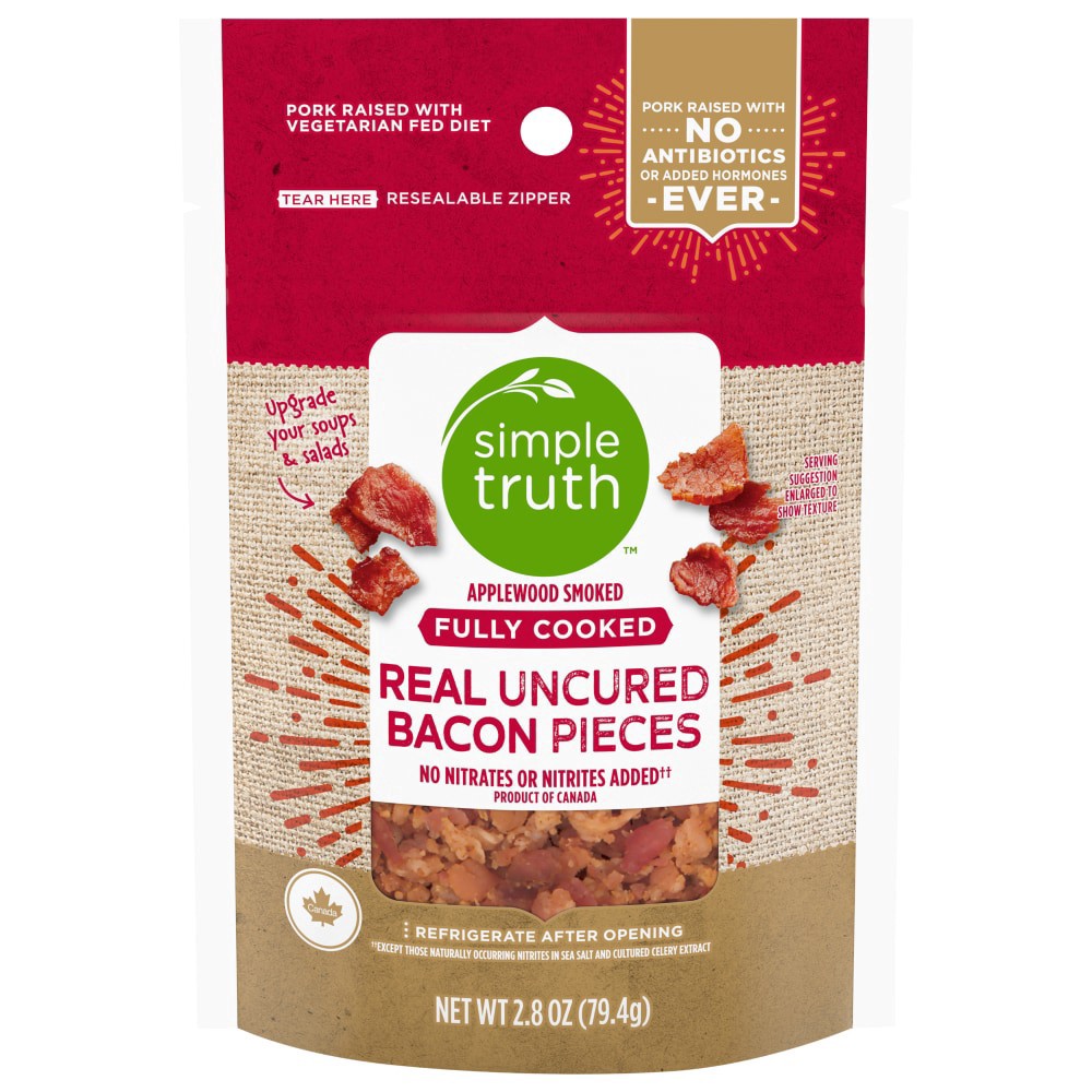 slide 2 of 2, Simple Truth Fully Cooked Real Uncured Bacon Pieces, 2.8 oz