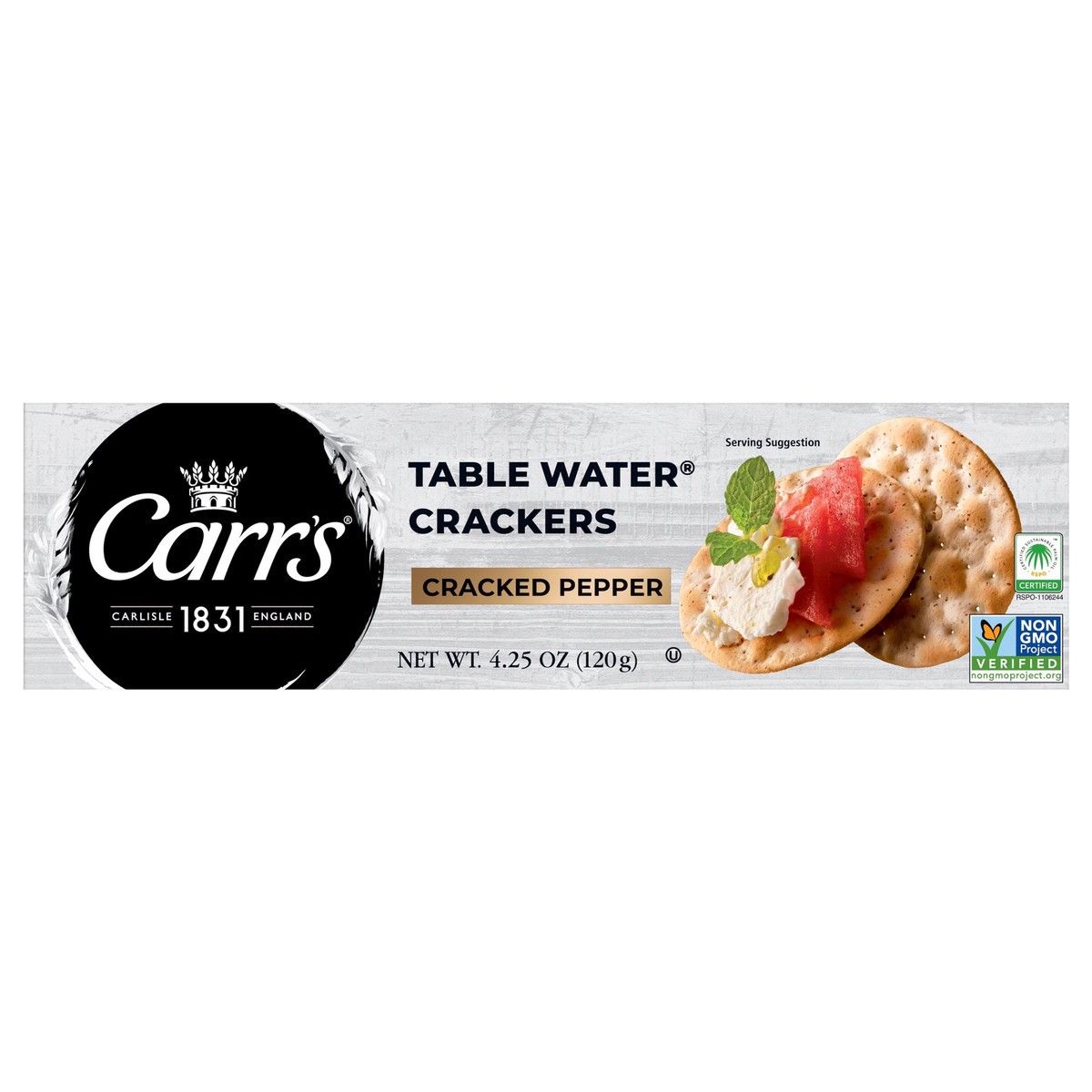 slide 1 of 8, Carr's Table Water Crackers, Cracked Pepper, 4.5 oz, 4.25 