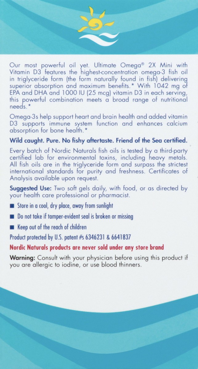 slide 11 of 13, Nordic Naturals 2x Mini Soft Gels Ultimate Omega 60 ea, 60 ct